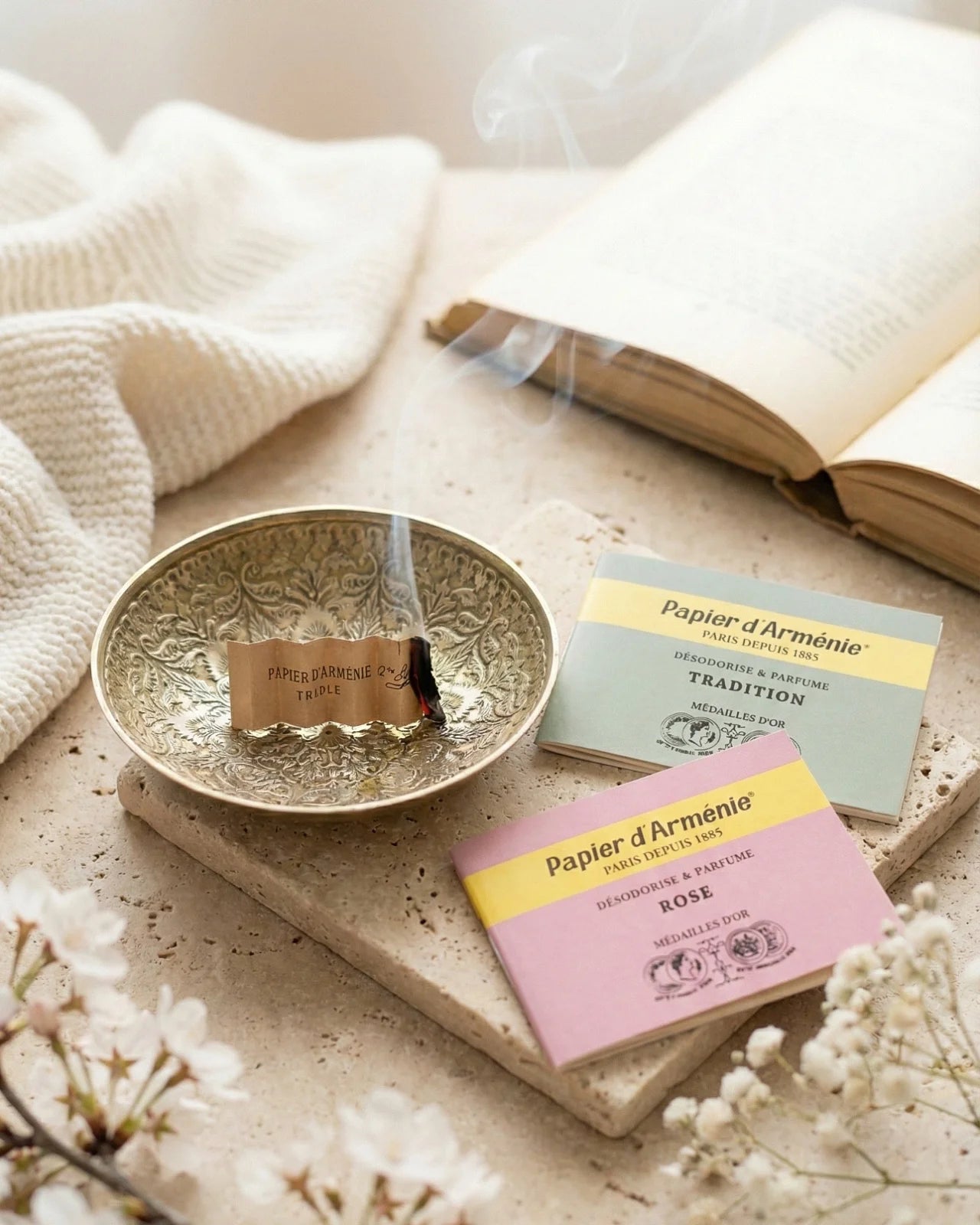 Le tre fragranze Papier d’Arménie®: Tradition, Rose e Armenia - incenso carta profumata