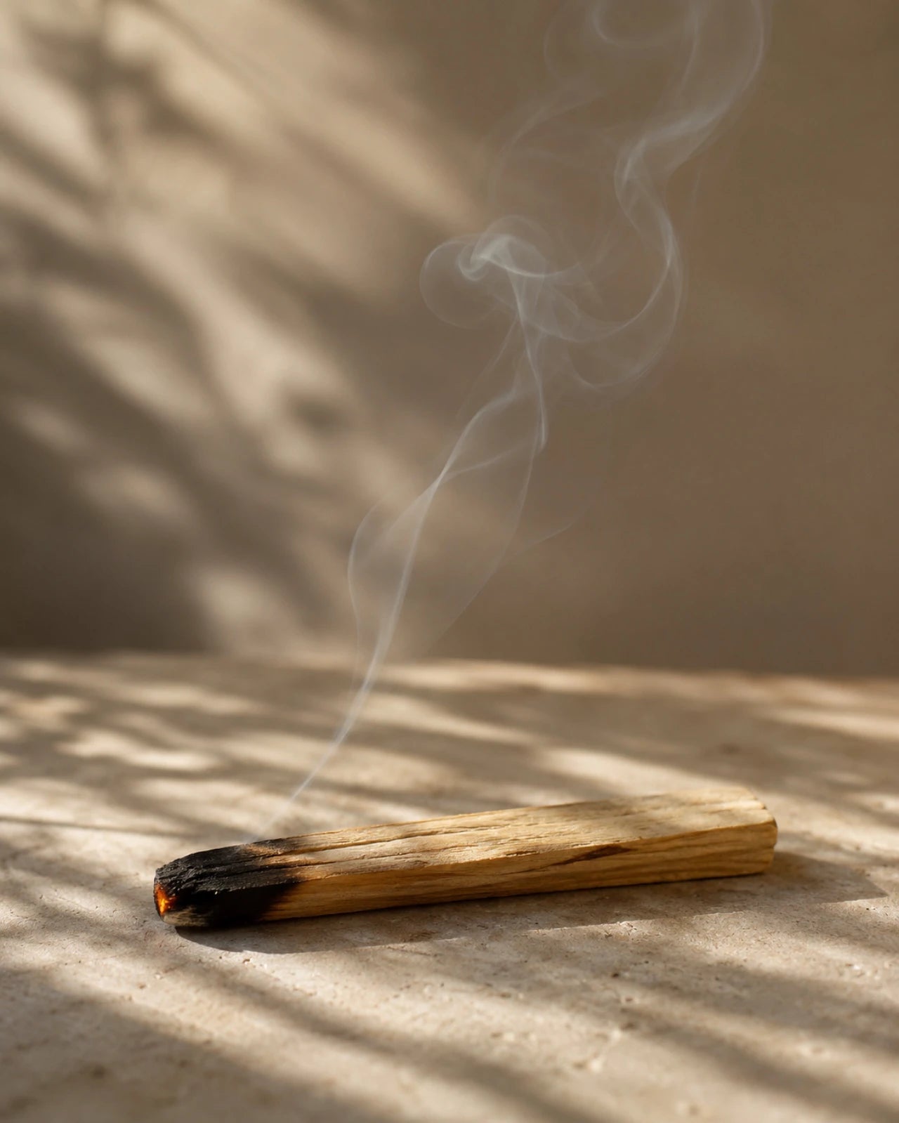 Bastoncino di Palo Santo peruviano sostenibile acceso, incenso naturale per la purificazione