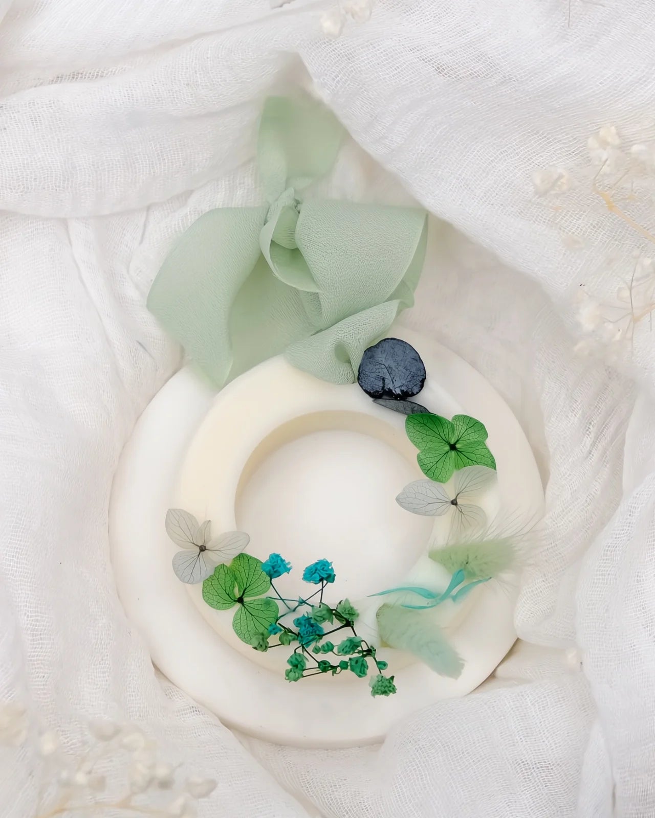 tavoletta botanica cera di soia per profumare cassetti ed armadi ghirlanda color verde menta