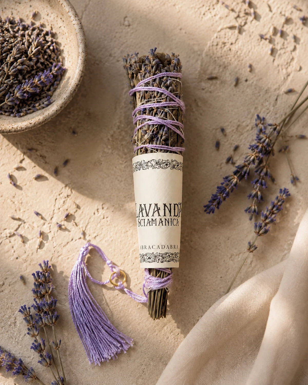 Smudge artigianale Made in Italy, sostenibile e naturale per rituali di fumigazione: lavanda