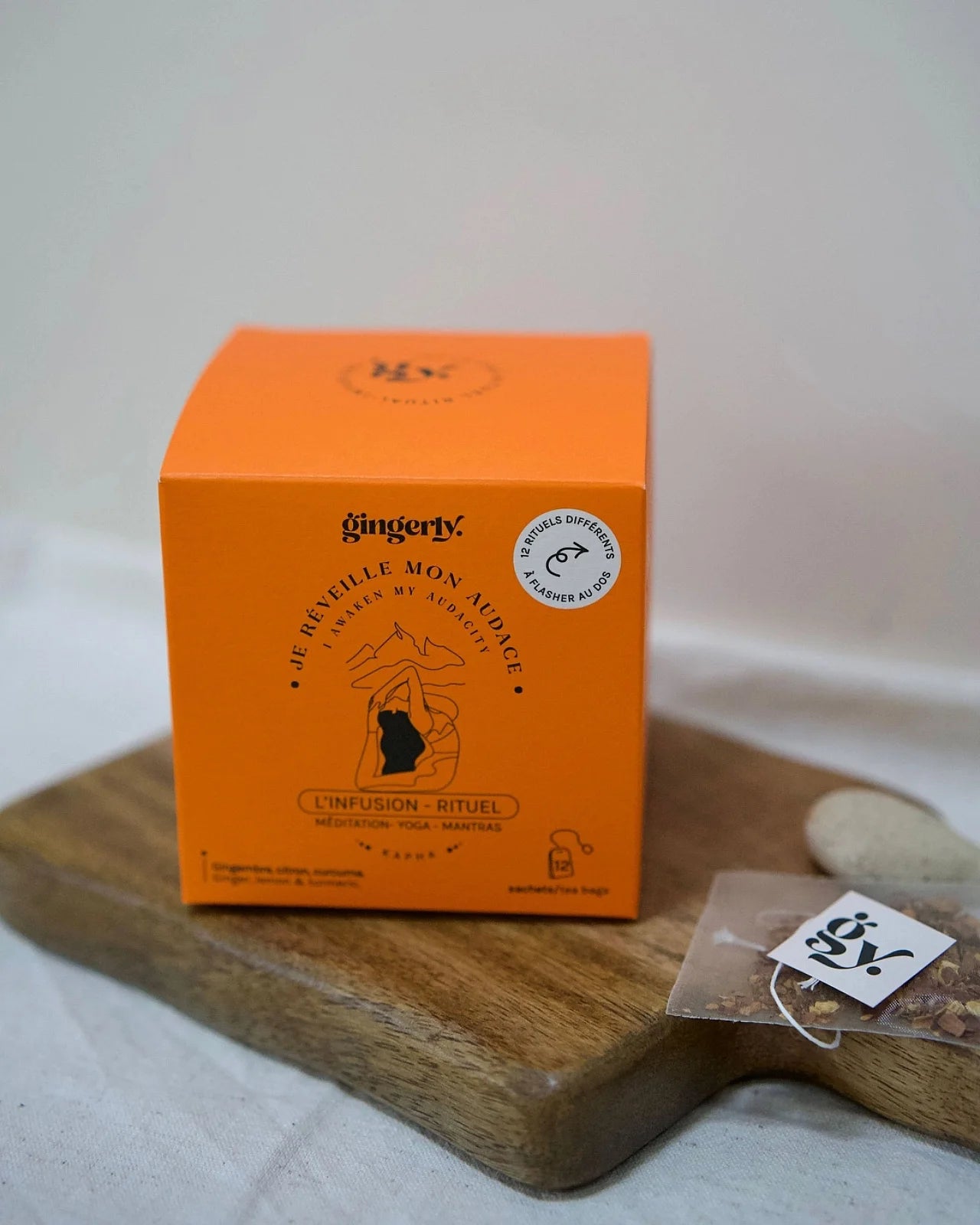 Infusi ayurvedici biologici certificati ECOCERT - piante a taglio largo in bustina per rituali di benessere olistico di 10 minuti | Risveglio la mia Audacia: zenzero, limone e curcuma 