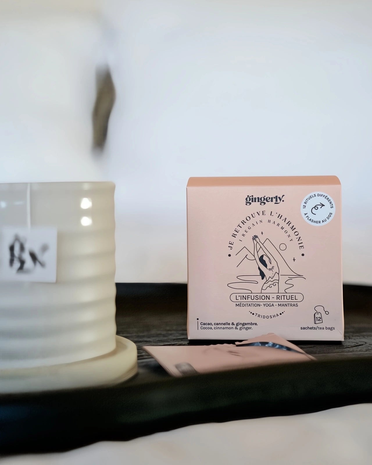 Infusi ayurvedici biologici certificati ECOCERT - piante a taglio largo in bustina per rituali di benessere olistico di 10 minuti | Ritrovo l'Armonia: cacao, cannella e zenzero 